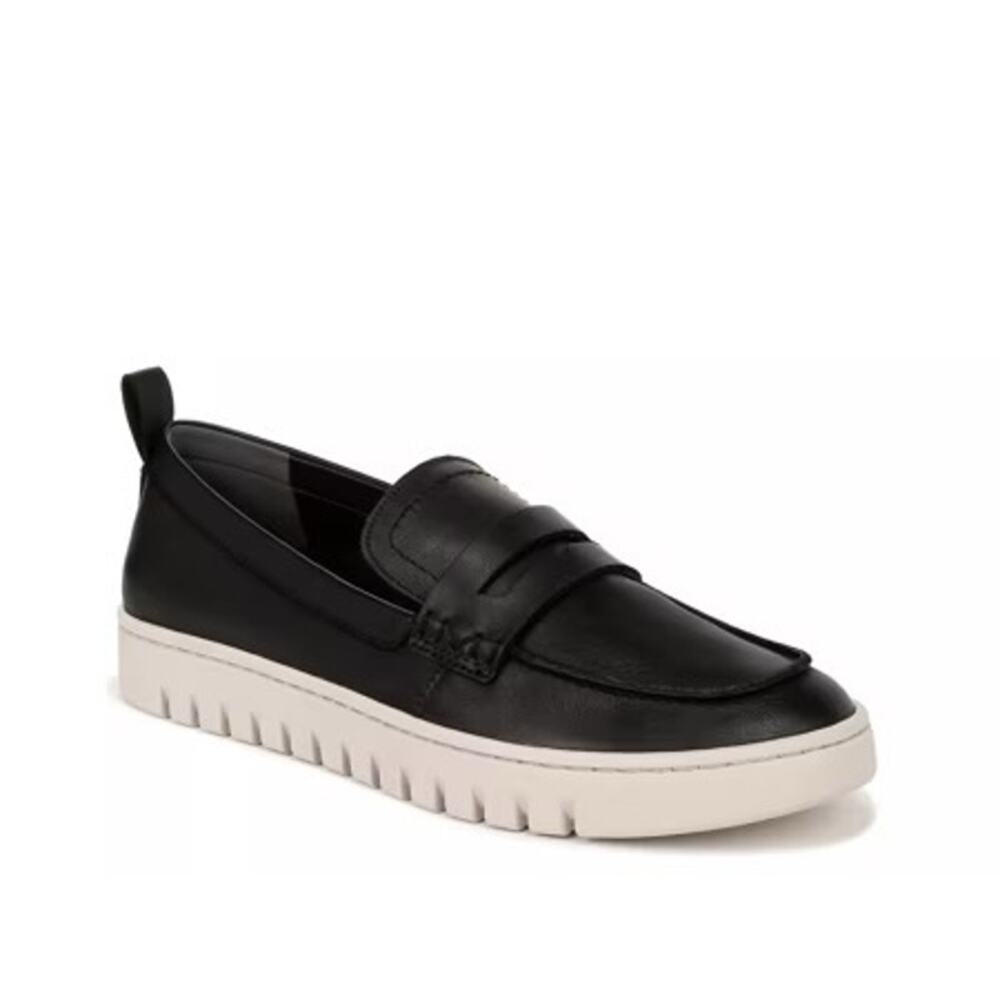 Vionic Uptown Women’s US 9.5 Black Leather Slip-On Casual Flat Penny Loafer Shoe